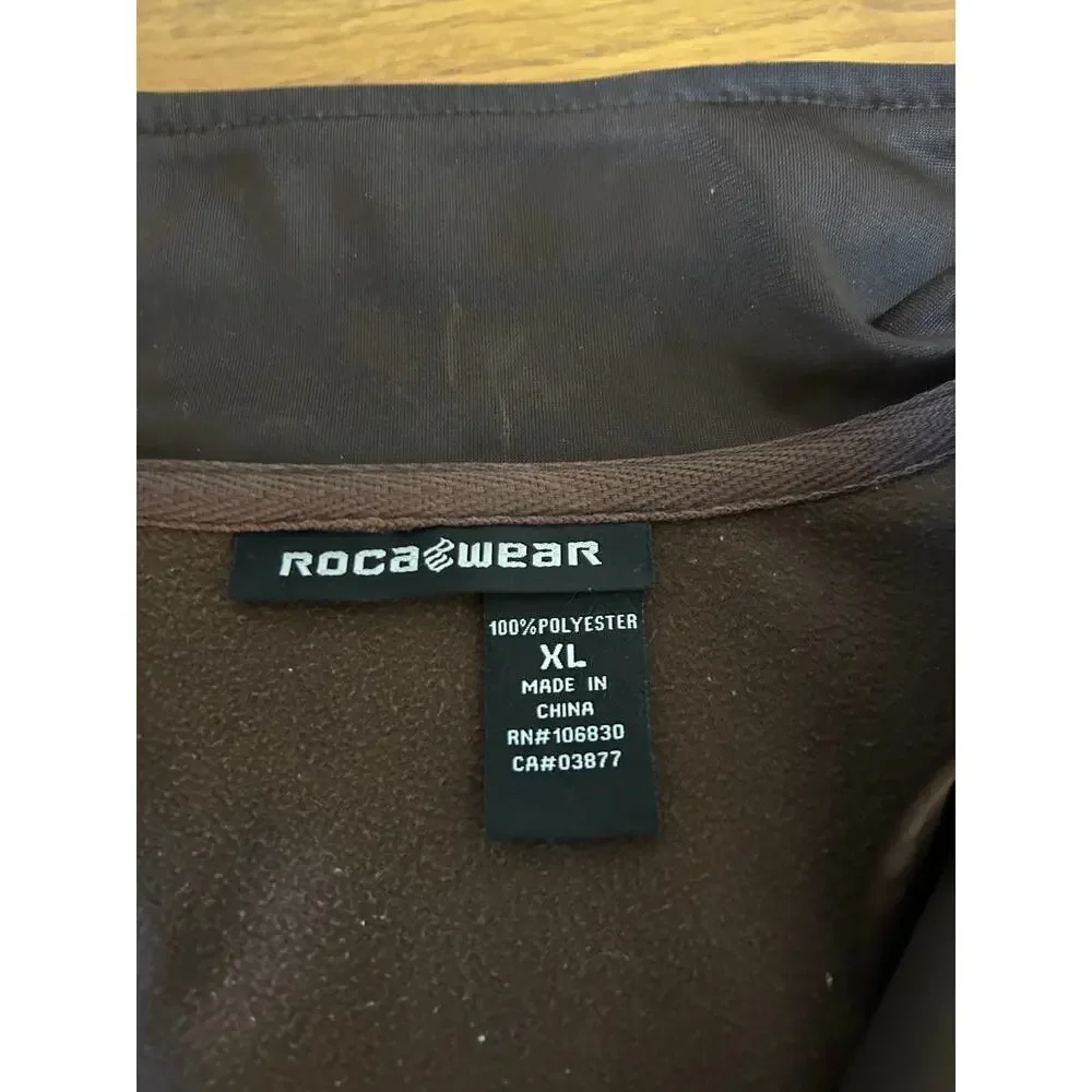 Brown Satin Rocawear Full‎ Zip Sweater Jacket | Y2K Streetwear - (Men's XL)
